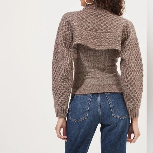 Anthropologie ASTR The Label Cable Knit Sweater Shrug Set-Brown-Size Medium - Picture 4 of 16